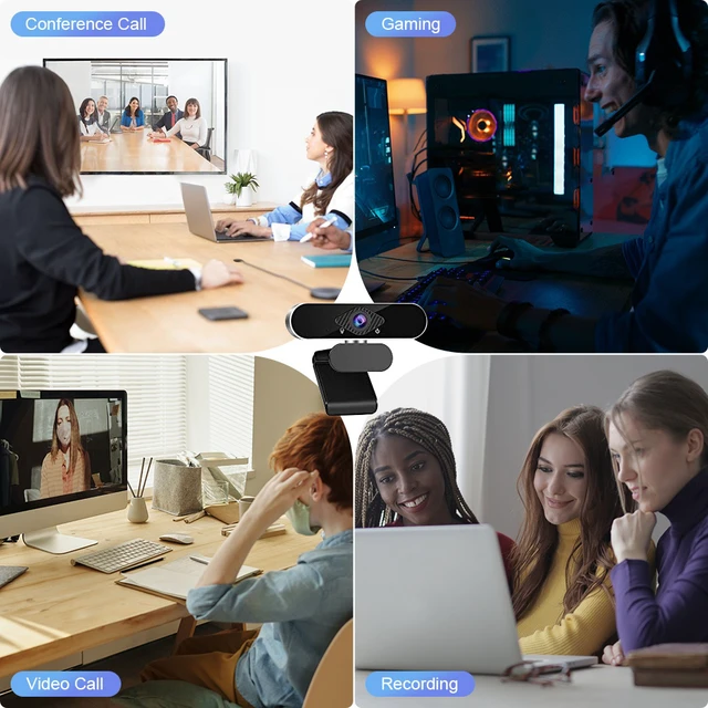 Alt view image 3 of 6 - Full HD 1080P USB Webcam with Noise-Canceling Microphone, 360-Degree Rotating Streaming Camera with 90° Wide Angle, Auto Low-Light Correction for PC, Laptop, Mac & Linux
