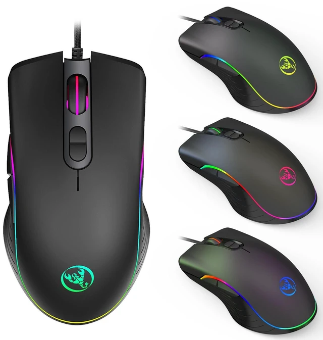 Main image of Wired RGB Gaming Mouse, Ergonomic Optical USB Mouse with 6400 DPI Sensor, 7 Programmable Macro Buttons & Dynamic Chroma Backlight for PC, Laptop, Gamer Workstation