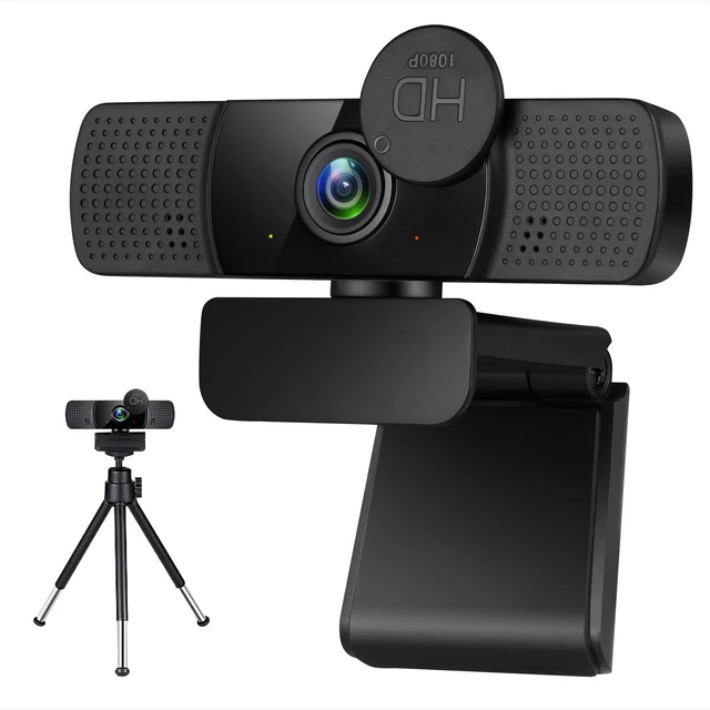 Main image of 1080P @ 30FPS Computer Web Camera with Built-in Noise-Reduction Mic, Privacy Cover & Adjustable Metal Tripod, Wide-Angle UVC Plug and Play Desktop Camera for Mac & PC