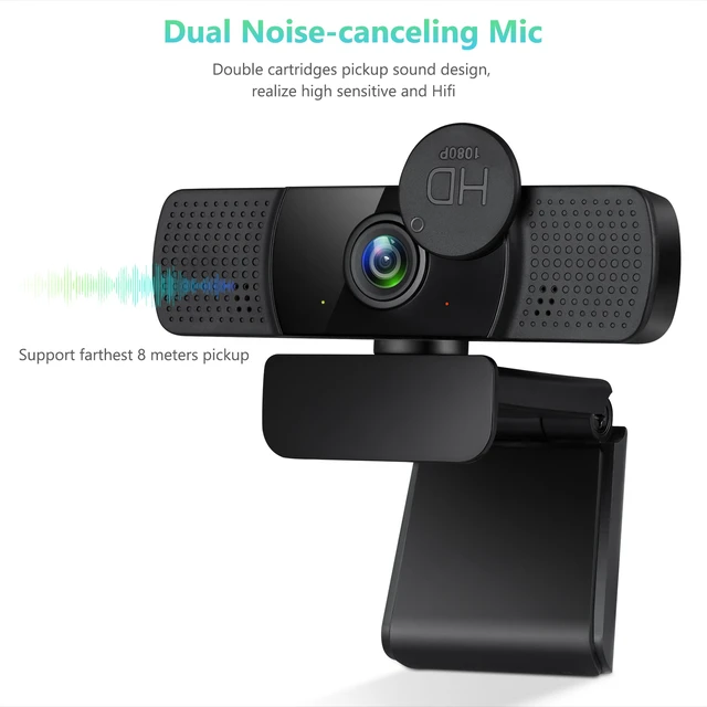 Alt view image 5 of 7 - 1080P @ 30FPS Computer Web Camera with Built-in Noise-Reduction Mic, Privacy Cover & Adjustable Metal Tripod, Wide-Angle UVC Plug and Play Desktop Camera for Mac & PC