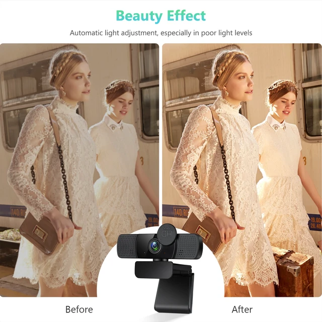 Alt view image 4 of 7 - 1080P @ 30FPS Computer Web Camera with Built-in Noise-Reduction Mic, Privacy Cover & Adjustable Metal Tripod, Wide-Angle UVC Plug and Play Desktop Camera for Mac & PC