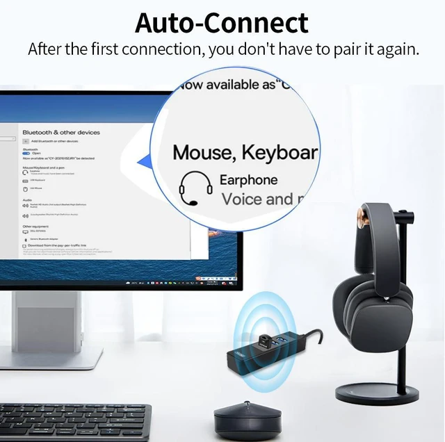 Alt view image 4 of 7 - USB Bluetooth 6.0 Adapter for PC, Long Range (66ft/20m) Nano Dongle Receiver & Transmitter, Supports 7 Devices Simultaneously, Driver-Free for Windows 11/10/8.1 Desktop & Laptop