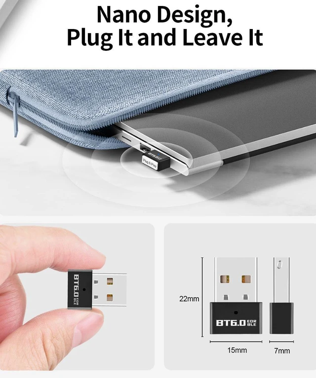 Alt view image 7 of 7 - USB Bluetooth 6.0 Adapter for PC, Long Range (66ft/20m) Nano Dongle Receiver & Transmitter, Supports 7 Devices Simultaneously, Driver-Free for Windows 11/10/8.1 Desktop & Laptop