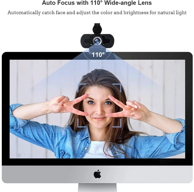 Alt view image 3 of 7 - Full HD 1080P USB Webcam with Noise-Canceling Microphone, Streaming Computer Camera with Privacy Shutter, Expandable Metal Tripod & 90° Wide Angle Lens for PC, Mac & Laptop