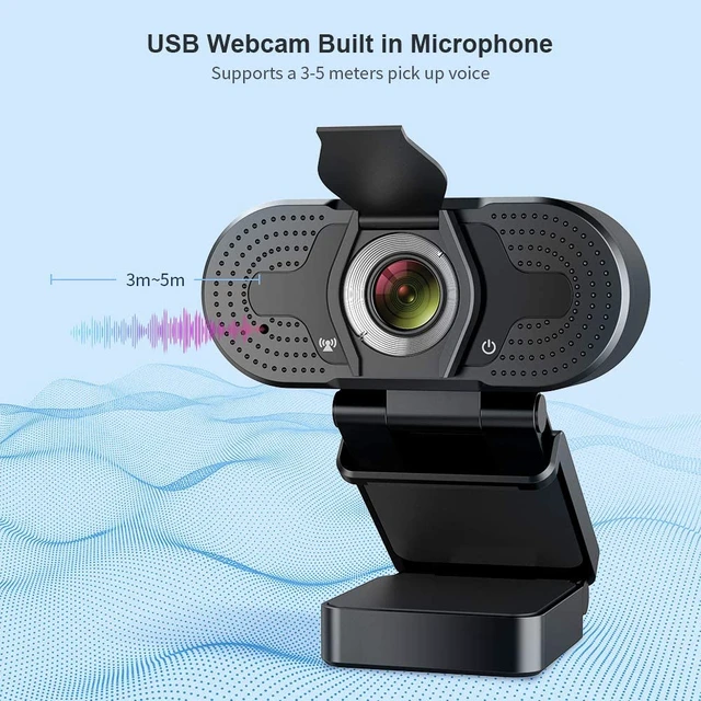 Alt view image 4 of 7 - Full HD 1080P USB Webcam with Noise-Canceling Microphone, Streaming Computer Camera with Privacy Shutter, Expandable Metal Tripod & 90° Wide Angle Lens for PC, Mac & Laptop