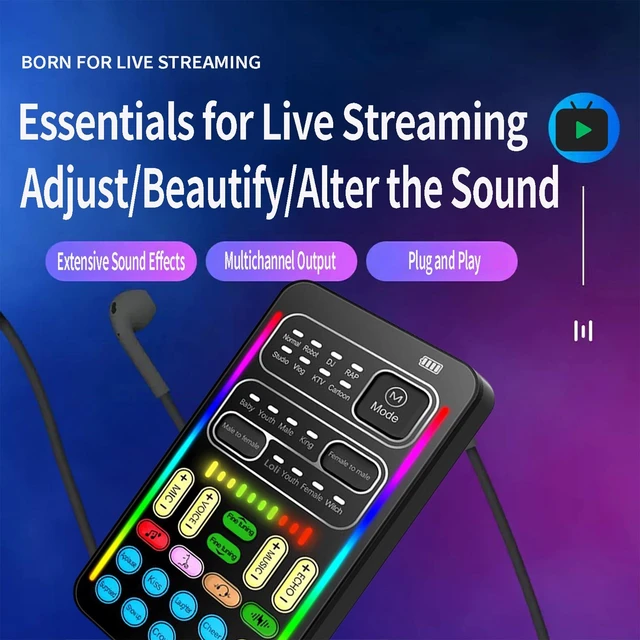 Alt view image 2 of 7 - Portable Real-Time Voice Changer Sound Card, 8 Voice Changing Effects with Fine-Tuning Pitch, Handheld Audio Disguiser with Mic, Earphone & Audio Cables for PC, Phones & Gaming Consoles