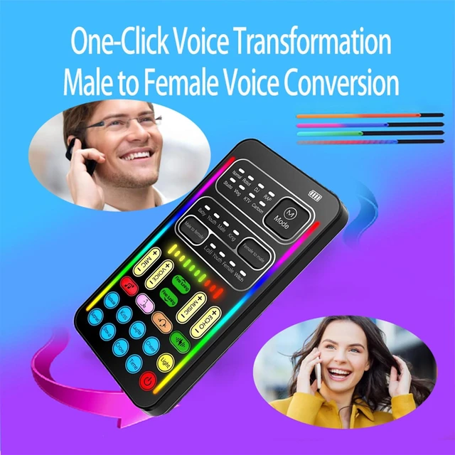 Alt view image 6 of 7 - Portable Real-Time Voice Changer Sound Card, 8 Voice Changing Effects with Fine-Tuning Pitch, Handheld Audio Disguiser with Mic, Earphone & Audio Cables for PC, Phones & Gaming Consoles