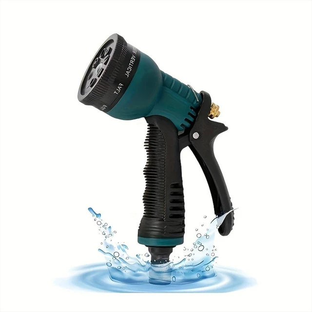 Main image of Heavy-Duty Metal Garden Hose Nozzle, 8-Pattern High-Pressure Spray Gun with Flow Control & Trigger Lock, Solid Zinc Alloy Body Fits Standard 3/4" GHT for Car Wash & Lawn Watering