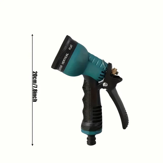 Alt view image 2 of 7 - Heavy-Duty Metal Garden Hose Nozzle, 8-Pattern High-Pressure Spray Gun with Flow Control & Trigger Lock, Solid Zinc Alloy Body Fits Standard 3/4" GHT for Car Wash & Lawn Watering