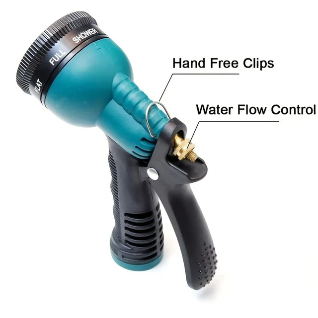Alt view image 4 of 7 - Heavy-Duty Metal Garden Hose Nozzle, 8-Pattern High-Pressure Spray Gun with Flow Control & Trigger Lock, Solid Zinc Alloy Body Fits Standard 3/4" GHT for Car Wash & Lawn Watering