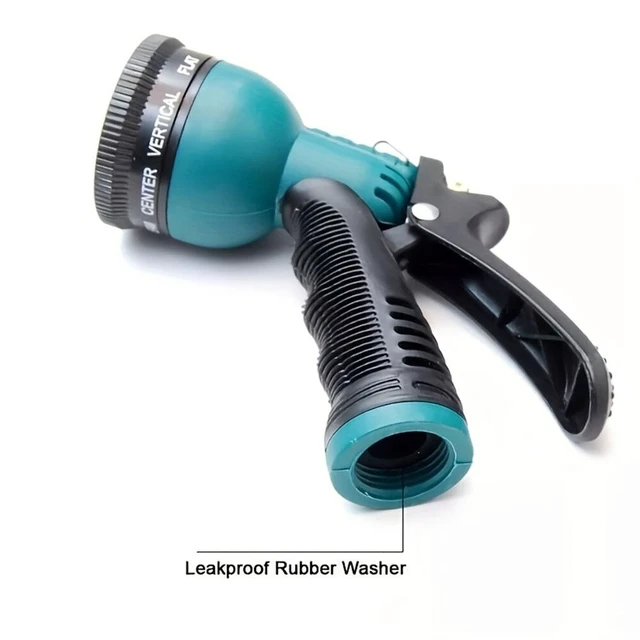 Alt view image 3 of 7 - Heavy-Duty Metal Garden Hose Nozzle, 8-Pattern High-Pressure Spray Gun with Flow Control & Trigger Lock, Solid Zinc Alloy Body Fits Standard 3/4" GHT for Car Wash & Lawn Watering