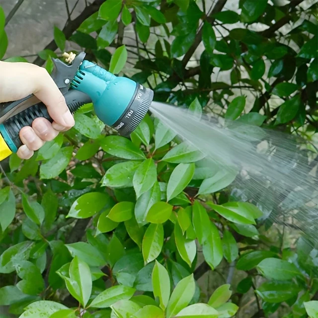Alt view image 6 of 7 - Heavy-Duty Metal Garden Hose Nozzle, 8-Pattern High-Pressure Spray Gun with Flow Control & Trigger Lock, Solid Zinc Alloy Body Fits Standard 3/4" GHT for Car Wash & Lawn Watering