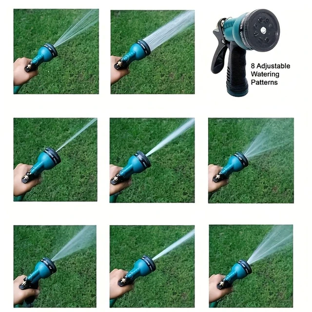 Alt view image 5 of 7 - Heavy-Duty Metal Garden Hose Nozzle, 8-Pattern High-Pressure Spray Gun with Flow Control & Trigger Lock, Solid Zinc Alloy Body Fits Standard 3/4" GHT for Car Wash & Lawn Watering