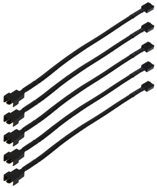 Main image of 5-Pack 4-Pin PWM Fan Extension Cable (25cm / 9.8"), High-Density Black Braided TX4 CPU & Case Fan Power Cable, Male to Female Wire Backward Compatible with 2-Pin & 3-Pin Fans