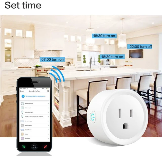 Alt view image 6 of 7 - WiFi Smart Plug (15A / 1800W), 2.4GHz Wireless Outlet Socket with App Remote Control, Voice Control & Timer Schedule, No Hub Required Space-Saving Wall Plug for Home Appliances