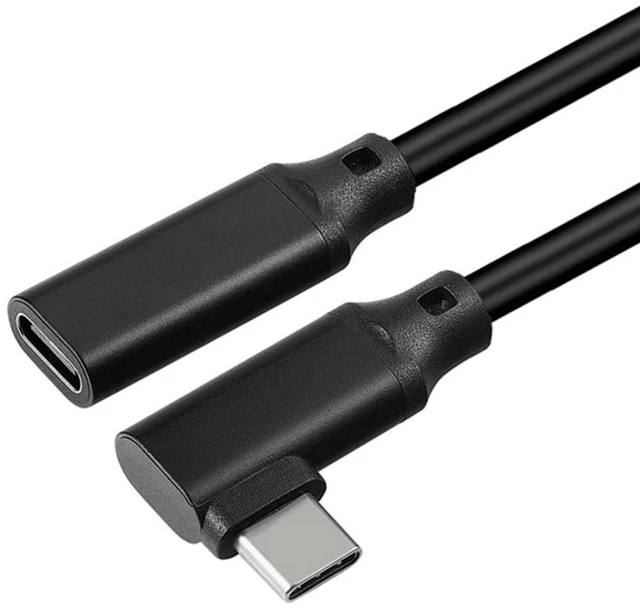 Alt view image 2 of 5 - 90-Degree USB-C Male to Female Extension Cable (8-Inch / 20cm), 10Gbps (USB 3.2 Gen 2), 100W (20V/5A) PD Fast Charging & 4K@60Hz Video Extender for Laptops, Consoles & Tablets, Black