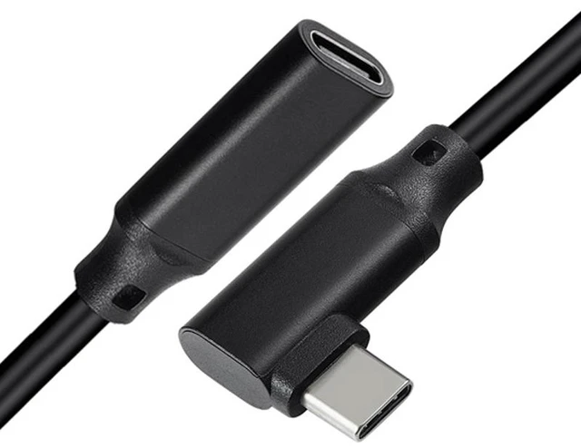 Alt view image 3 of 5 - 90-Degree USB-C Male to Female Extension Cable (8-Inch / 20cm), 10Gbps (USB 3.2 Gen 2), 100W (20V/5A) PD Fast Charging & 4K@60Hz Video Extender for Laptops, Consoles & Tablets, Black