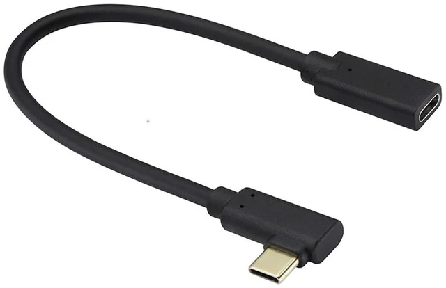 Alt view image 4 of 5 - 90-Degree USB-C Male to Female Extension Cable (8-Inch / 20cm), 10Gbps (USB 3.2 Gen 2), 100W (20V/5A) PD Fast Charging & 4K@60Hz Video Extender for Laptops, Consoles & Tablets, Black