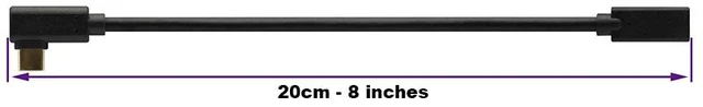 Alt view image 5 of 5 - 90-Degree USB-C Male to Female Extension Cable (8-Inch / 20cm), 10Gbps (USB 3.2 Gen 2), 100W (20V/5A) PD Fast Charging & 4K@60Hz Video Extender for Laptops, Consoles & Tablets, Black