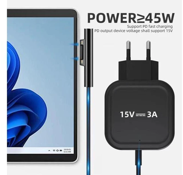 Alt view image 2 of 7 - USB-C to Surface Connect Charging Adapter (Requires 15V/3A 45W+ PD Charger), Type-C Fast Charge Cable for Surface Pro, Go & Laptop