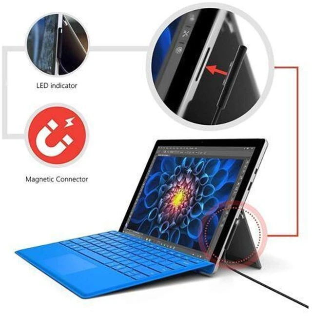 Alt view image 7 of 7 - USB-C to Surface Connect Charging Adapter (Requires 15V/3A 45W+ PD Charger), Type-C Fast Charge Cable for Surface Pro, Go & Laptop