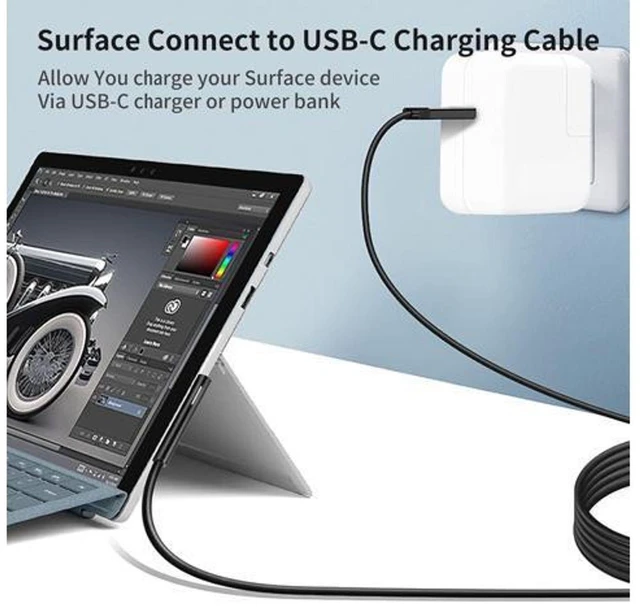 Alt view image 6 of 7 - USB-C to Surface Connect Charging Adapter (Requires 15V/3A 45W+ PD Charger), Type-C Fast Charge Cable for Surface Pro, Go & Laptop