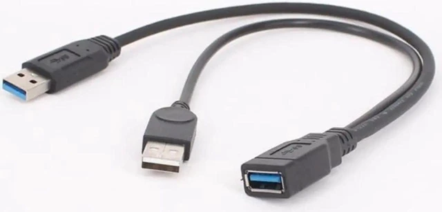 Alt view image 4 of 4 - USB 3.0 Y-Splitter Cable (Dual USB-A Male to Female), 5Gbps Data Extender with Extra Power Cord for 2.5" HDD & External DVD Drive