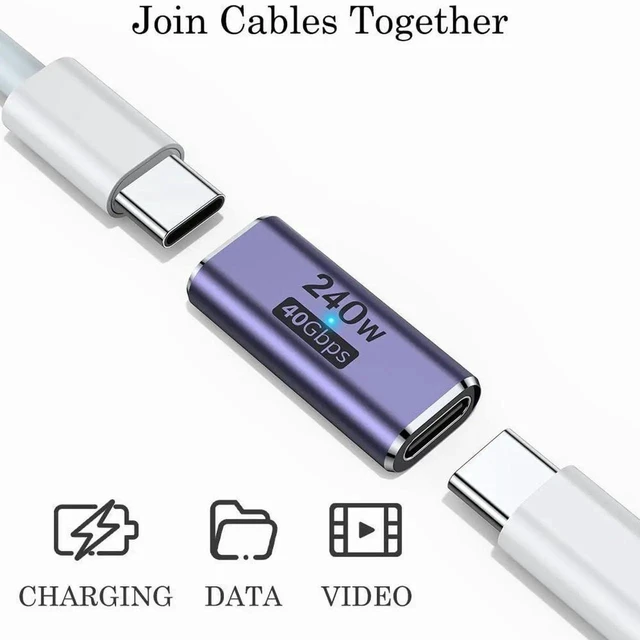 Alt view image 7 of 7 - 2-Pack 40Gbps USB-C Coupler, 240W PD 3.1 Type-C Female to Female Adapter, 8K@60Hz Video Extender, Thunderbolt 4/3 Compatible