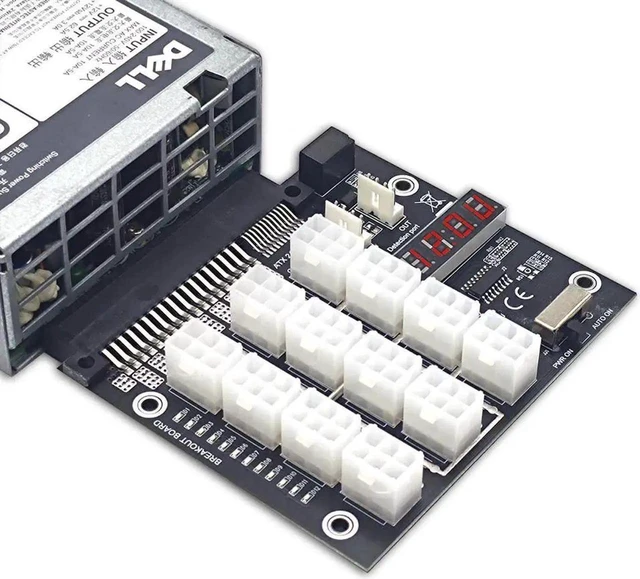 Alt view image 4 of 6 - GPU Server PSU Power Supply Breakout Board 750W 1100W 2000W Converter Module 12 Port 12V 6 Pin PCIe Cable Adapter for Crypto BTC Mining Rig ASIC Miner Graphic Card Expansion Setup Accessories