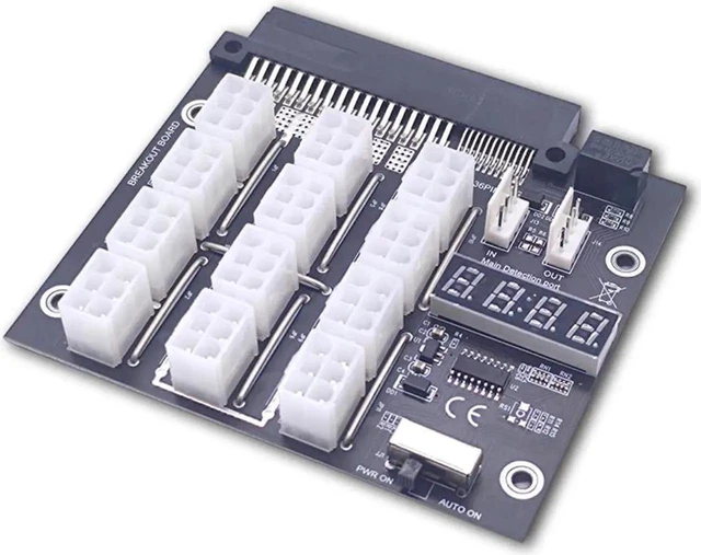 Alt view image 6 of 6 - GPU Server PSU Power Supply Breakout Board 750W 1100W 2000W Converter Module 12 Port 12V 6 Pin PCIe Cable Adapter for Crypto BTC Mining Rig ASIC Miner Graphic Card Expansion Setup Accessories