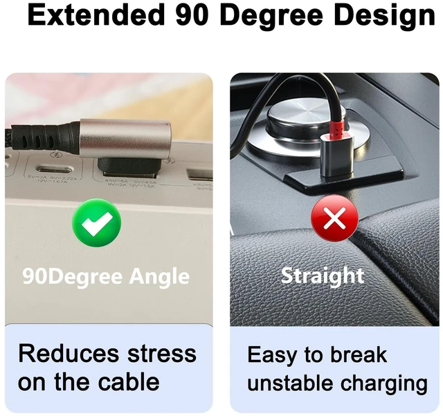 Alt view image 4 of 7 - Right Angle Coiled USB A to Type C Cable 90 Degree Retractable 6A Fast Charging Cord Blind Plug Data Sync Spring Wire Adapter Power Charger Line Charge and Sync for Car, Phone 15/16,S23,Carplay-4.9Ft
