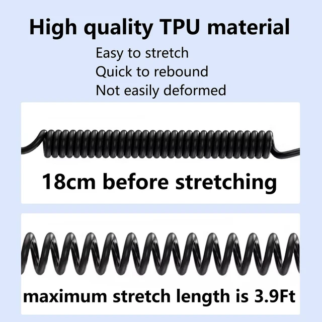 Alt view image 5 of 7 - Right Angle Coiled USB A to Type C Cable 90 Degree Retractable 6A Fast Charging Cord Blind Plug Data Sync Spring Wire Adapter Power Charger Line Charge and Sync for Car, Phone 15/16,S23,Carplay-4.9Ft