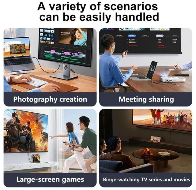 Alt view image 4 of 7 - USB 4 Type C to DisplayPort 2.1 Video Cable 2M 16K 60Hz 8K 120Hz 4K 240Hz 12Bit Ultra HD 15360x8640 Resolution DP 2.0 Adapter Cord for PC Laptop Gaming Monitor Projector Screen Display