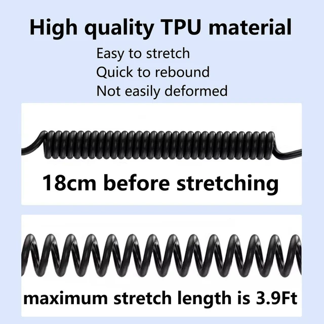 Alt view image 7 of 7 - Right-Angle Coiled USB-A to USB-C Cable - 90-Degree Type-C, Reversible USB-A Connector, 6A Fast Charging & Data Sync, 4.9 Ft (1.5m)