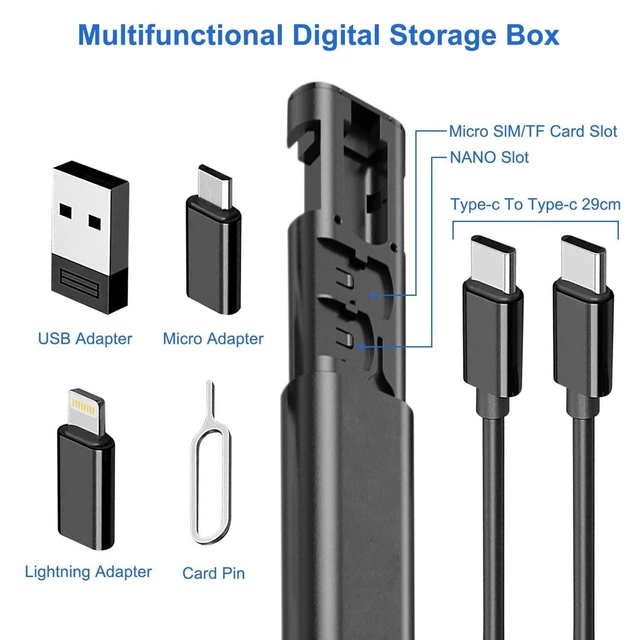 Alt view image 2 of 7 - 60W PD All in One Multi USB Charging Adapter Cable Cord Kit Box Type C to USB A Micro 8 Pin Converter Fast Data Transfer Connector Storage Case for Travel Business Mobile Phone Tablet Laptop PC