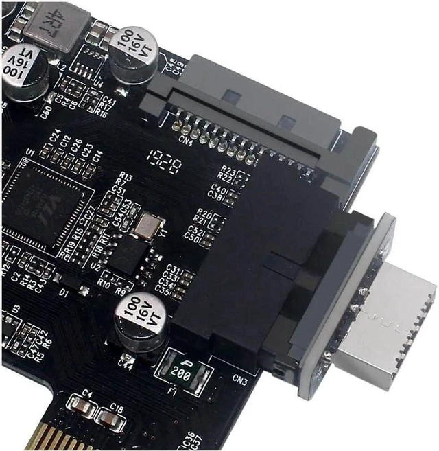 Alt view image 3 of 6 - Motherboard 20 Pin Header to Type E Key A Adapter USB 3.0 3.2 Gen 2 Vertical Converter Internal Expansion Socket 10Gbps Type C Receptacle for PC Desktop Computer Chassis Front Panel Setup