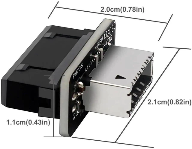 Alt view image 6 of 6 - Motherboard 20 Pin Header to Type E Key A Adapter USB 3.0 3.2 Gen 2 Vertical Converter Internal Expansion Socket 10Gbps Type C Receptacle for PC Desktop Computer Chassis Front Panel Setup