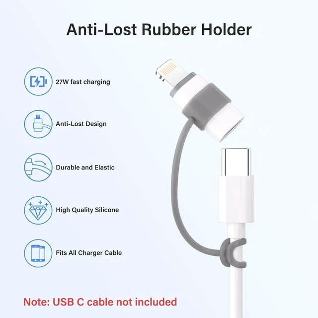 Alt view image 2 of 7 - 4 Pack MFi Certified USB Type C to Lightning Adapter 27W Fast Charging Data Sync Converter Dongle Anti Lost Loop Lanyard No Audio OTG for iPhone 14 13 12 11 Pro Max iPad AirPods Car Charger