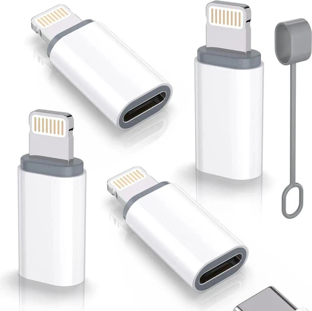 Main image of 4 Pack MFi Certified USB Type C to Lightning Adapter 27W Fast Charging Data Sync Converter Dongle Anti Lost Loop Lanyard No Audio OTG for iPhone 14 13 12 11 Pro Max iPad AirPods Car Charger