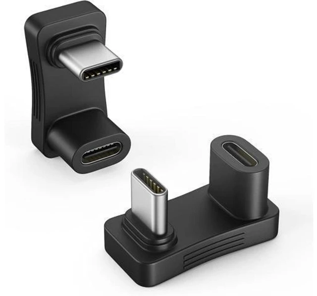 Main image of 180 Degree Angle USB C Adapter U Shape Type C Male to Female Connector PD 100W 10Gbps Fast Charging Data Transfer Converter Extender Plug for Handheld Console Smartphone Tablet Laptop PC 2 Pack