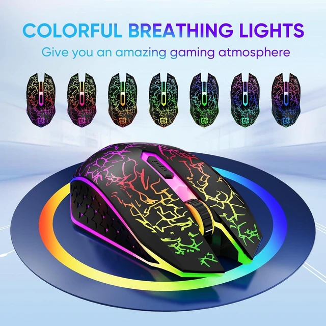 Alt view image 3 of 7 - VIDVIE Dual Mode 2.4G Bluetooth Wireless Gaming Mouse 2.4G Cordless RGB Rechargeable PC Game Mice Computer Gaming Wireless Mouse Peripheral Suitable for Laptop Desktop Notebook System Black