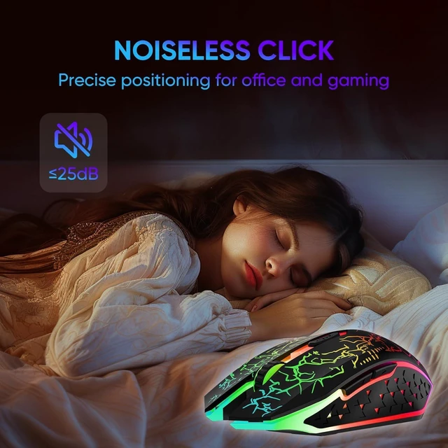 Alt view image 5 of 7 - VIDVIE Dual Mode 2.4G Bluetooth Wireless Gaming Mouse 2.4G Cordless RGB Rechargeable PC Game Mice Computer Gaming Wireless Mouse Peripheral Suitable for Laptop Desktop Notebook System Black