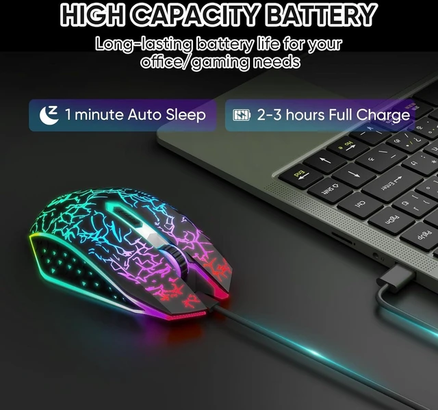 Alt view image 6 of 7 - VIDVIE Dual Mode 2.4G Bluetooth Wireless Gaming Mouse 2.4G Cordless RGB Rechargeable PC Game Mice Computer Gaming Wireless Mouse Peripheral Suitable for Laptop Desktop Notebook System Black
