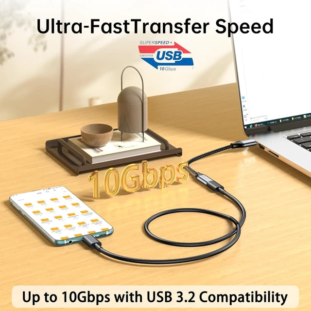 Alt view image 2 of 7 - USB-A Male to USB-C Female Adapter (USB 3.2 Gen 2), 10Gbps SuperSpeed Data Transfer & 5V/3A Fast Charging Converter, Aluminum Dongle for VR Headset Link, PC, Laptops & SSDs