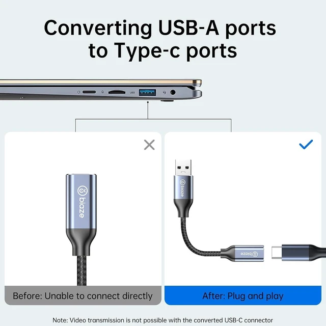 Alt view image 5 of 7 - USB-A Male to USB-C Female Adapter (USB 3.2 Gen 2), 10Gbps SuperSpeed Data Transfer & 5V/3A Fast Charging Converter, Aluminum Dongle for VR Headset Link, PC, Laptops & SSDs