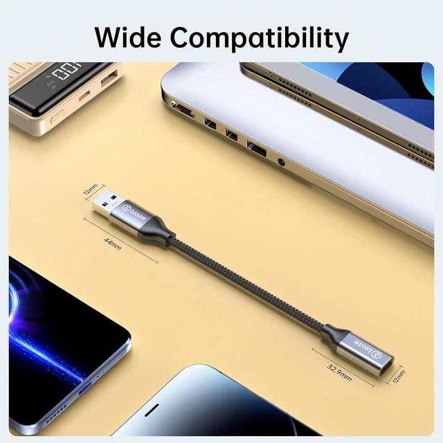 Alt view image 7 of 7 - USB-A Male to USB-C Female Adapter (USB 3.2 Gen 2), 10Gbps SuperSpeed Data Transfer & 5V/3A Fast Charging Converter, Aluminum Dongle for VR Headset Link, PC, Laptops & SSDs