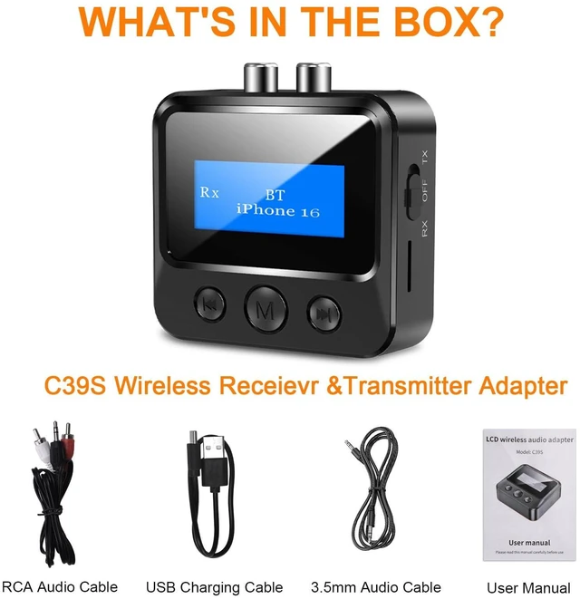 Alt view image 6 of 7 - Bluetooth 5.3 Audio Receiver for Home Stereo, Wireless Hi-Fi Music Adapter with RCA L/R & 3.5mm AUX Outputs, TF Card Playback & Low Latency for Vintage Amplifier & Speakers