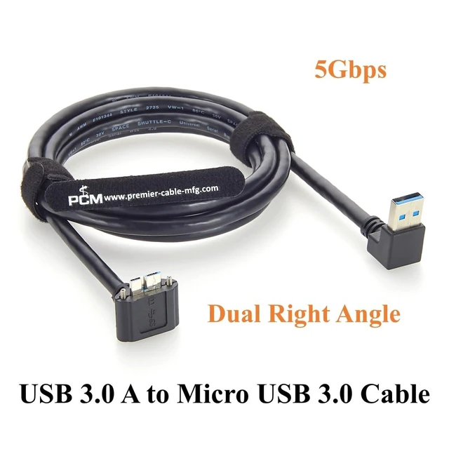 Alt view image 6 of 7 - Right-Angle USB 3.0 to Micro-B Cable (0.3M / 1ft), 5Gbps High-Speed Machine Vision Data Cord with Dual M2 Screw Lock for Industrial Cameras & Inspection Systems