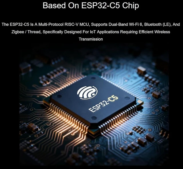 Alt view image 3 of 7 - ESP32-C5 Dual-Band Wi-Fi 6 Development Board, 240MHz RISC-V Processor, 2.4GHz & 5GHz, BLE 5, Zigbee & Thread, 16MB Flash, 8MB PSRAM with Pin Headers & USB-C