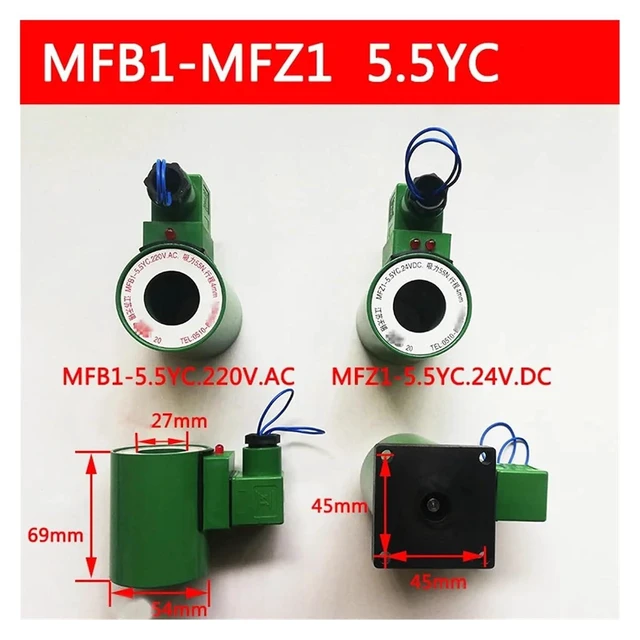 Alt view image 4 of 5 - MFB1-5.5YC AC 110V Hydraulic Solenoid Valve Coil, Electromagnet Replacement Coil (Inner Diameter 27mm, Length 69mm) for Directional Control Valves, Coil Only